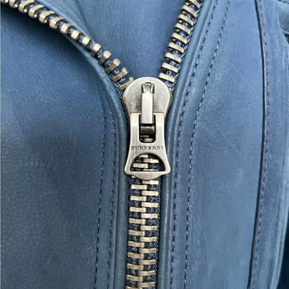 Burberry blue leather biker jacket - Picture 9 of 12